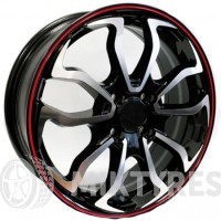 LegeArtis Concept NS515 7x17 5x114.3 ET 45 Dia 66.1 (Черный с полированной лицевой поверхностью с красной полосой на ободе)
