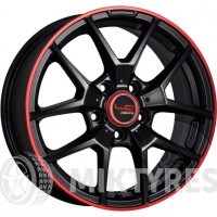 LegeArtis Concept MB509 7x16 5x112 ET 43 Dia 66,6 (Черный матовый с красной полосой на ободе)